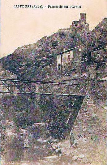 Lastours 03 PASSERELLE SUR L´ORBIEL en 1910