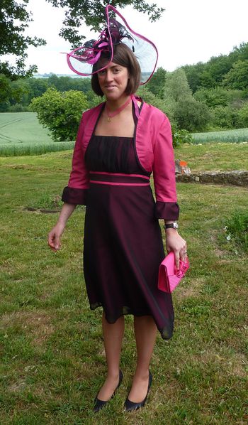 ensemble fushia et noir taffetas et mousseline 3