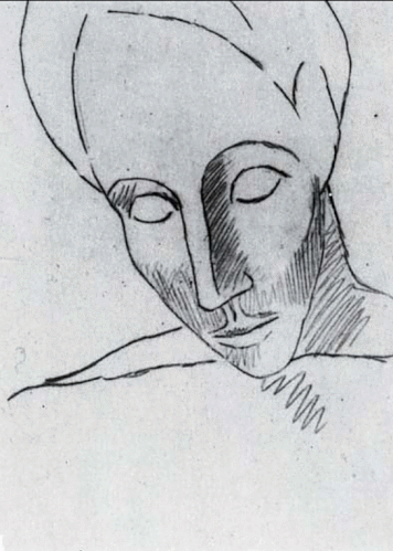 Pablo Picasso-Tete de Femme-Etude-Les demoiselles d-Avignon