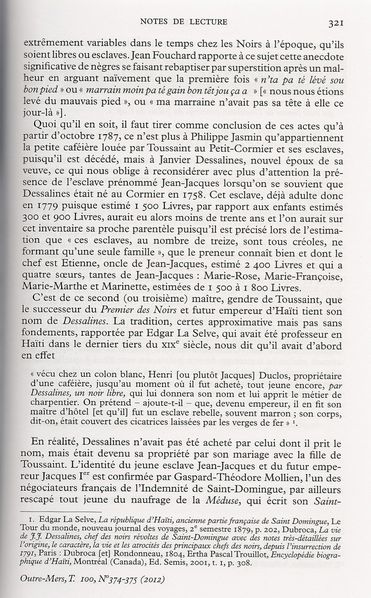 Dessalines esclave de Toussaint p321