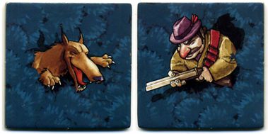 Pions dominos loup et chasseur du jeu La guerre des moutons La guerre des moutons jeu 1
