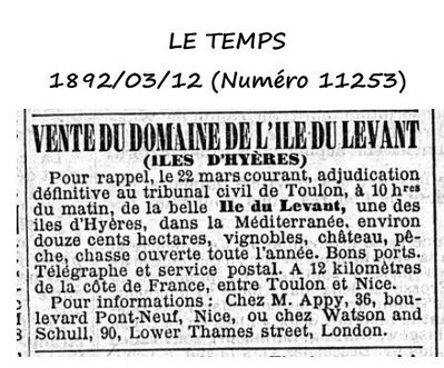 Le Temps 12 mars 1892