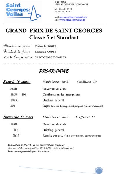 dossier inscription GRAND PRIX DE SAINT GEORGES 16 et 17 m