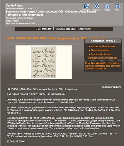 Louis XVII vente Piasa 21 mai 2003