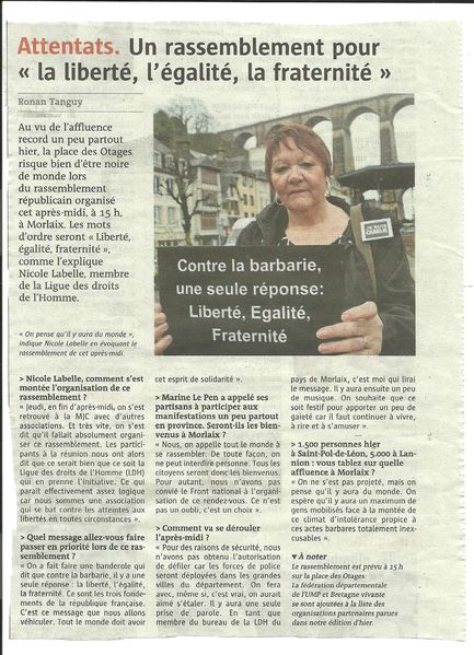 Nicole Labelle LDH Rassemblement du 11 janvier