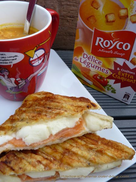 croque saumon-mozza et petite soupe réconfortante