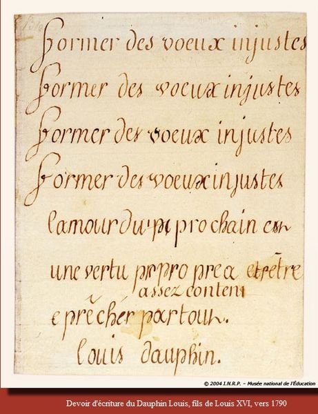 écriture du premier Dauphin, musée national de l'éducati