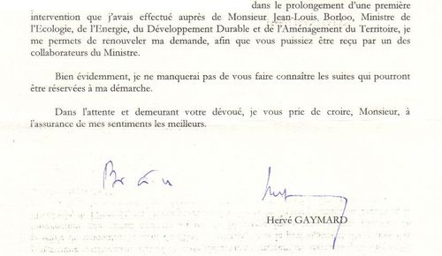 Biodiversite lettre Hervé GAYMARD
