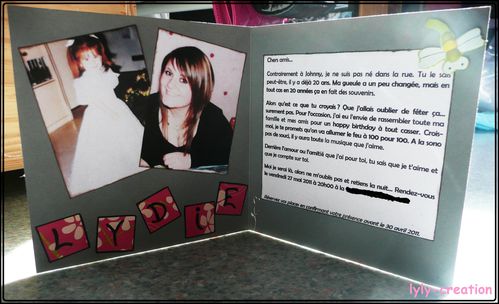 Carton d'invitation pour mes 20 ans