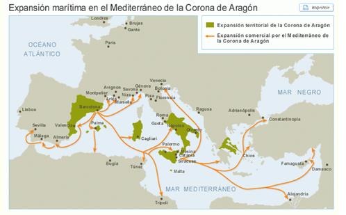 Territoires de la courone d'Aragon au XV°