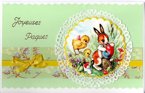 carte paques lapin poussins 001