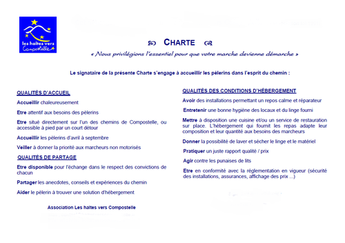 charte Haltes vers Compostelle