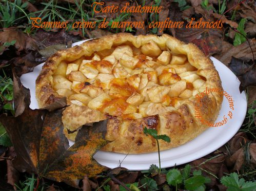 Tarte paysanne d'automne. Pommes, crème de marrons, confiture d'abricots Jaclyne cuisine et gourmandise