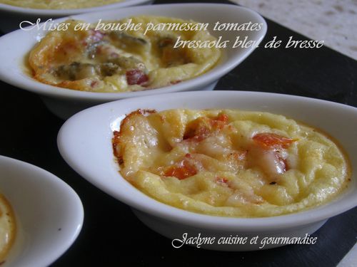 Mises en bouche parmesan tomates/brésaola bleu de bresse Jaclyne cuisine et gourmandise