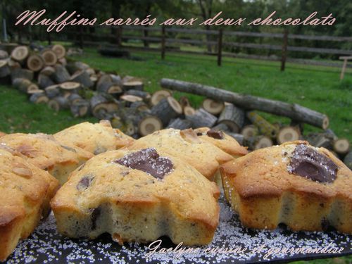Muffins carrés aux deux chocolats Jaclyne cuisine et gourmandise