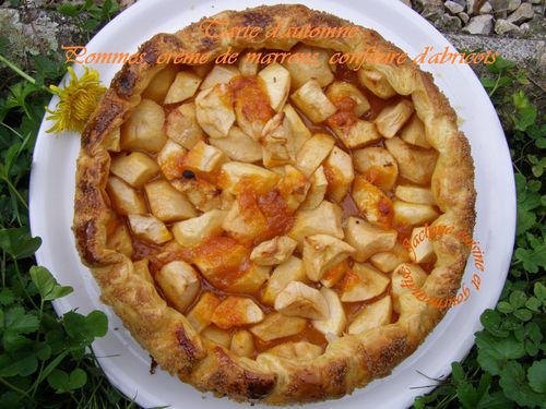 Tarte paysanne d'automne. Pommes, crème de marrons, confiture d'abricots Jaclyne cuisine et gourmandise