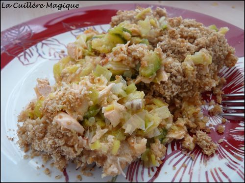 Crumble de saumon aux poireaux et courgette (29/03/2011)