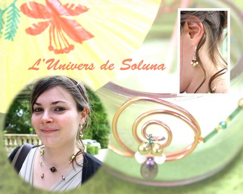 Parure Galaxie vert-marron-crème
