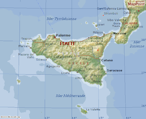 carte geographique sicile