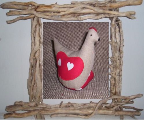 cadre Poule coeur rouge