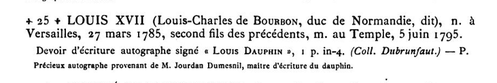 écriture Louis premier Dauphin collection Bovet-A