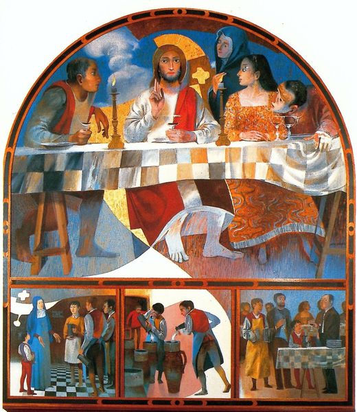 Noces de Cana (Arcabas) : Jésus, Marie, serviteurs, disciples