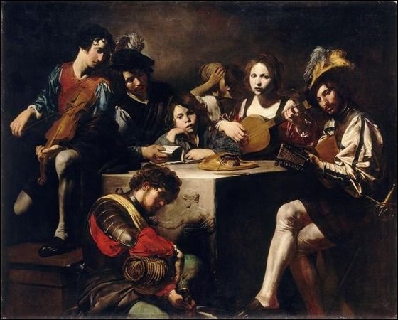 valentin de boulogne concert au bas relief
