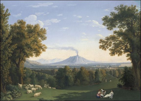 jacob philipp hackert paysage avec palais caserte vesuve
