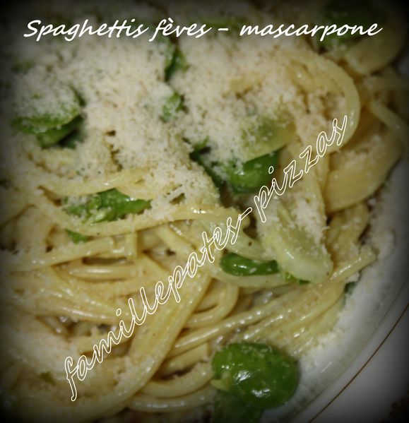 spaghettis fèves-mascarpone