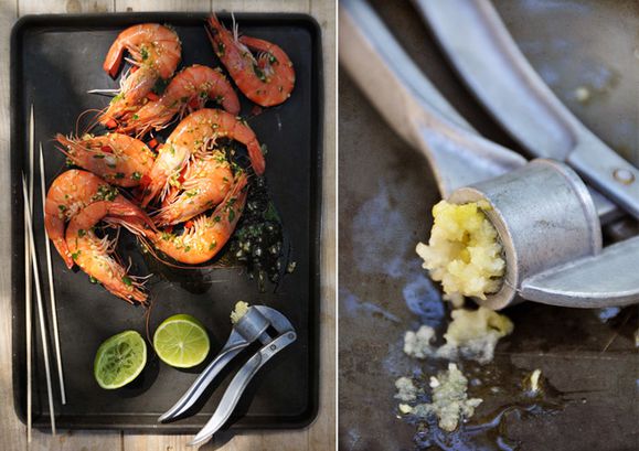 Gambas marinés plancha