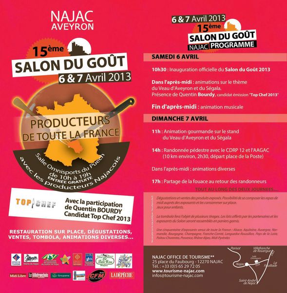 Najac Salon du Gout 2013 Flyer Top Chef Quentin Bourdy Avey