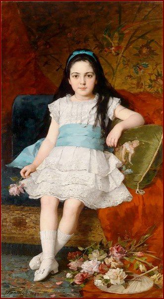 Vastagh-Geza-fillette-en-robe-blanche-avec-un-ruban-bleu-et.jpg