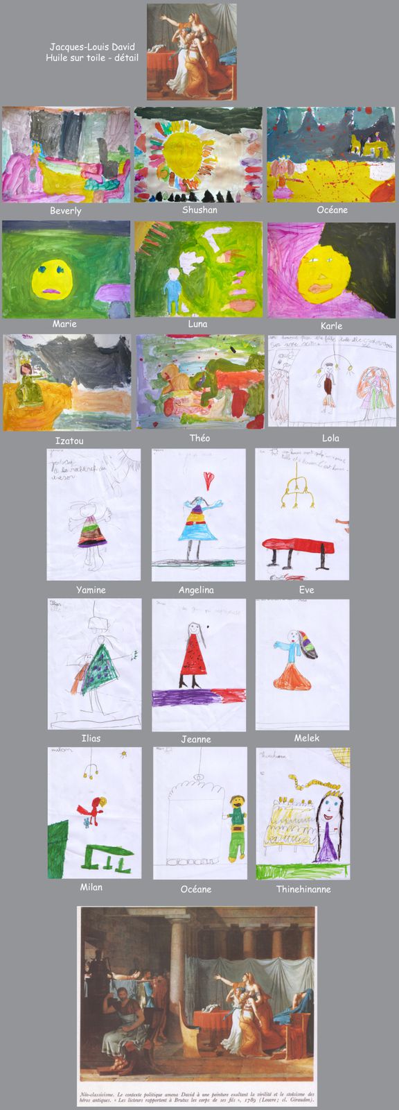 Compléter un tableau de David copier