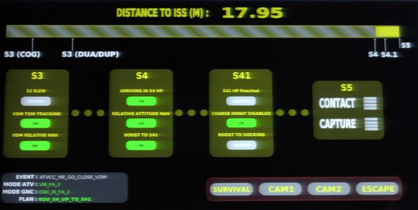 CNES - Toulouse - ATV-CC - ATV-5 docking - 18 m - S4 - S41 - Distance to ISS - Hold - Green light - ESA 