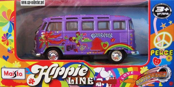 vw combi samba peace & love hippies line maisto avec boite