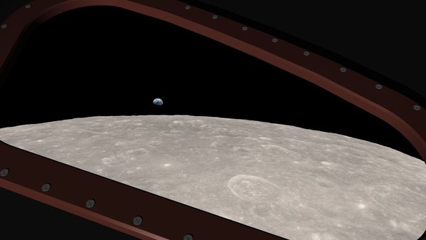Simulation LRO - Earth Rise - Vue hublot Apollo 8