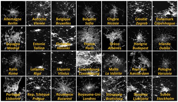 Europe - 28 pays - 28 capitales - La nuit par satellite