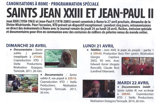 Canonisations programme 1