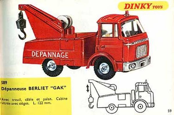 catalogue dinky toys 1967 p59 depanneuse berliet gak