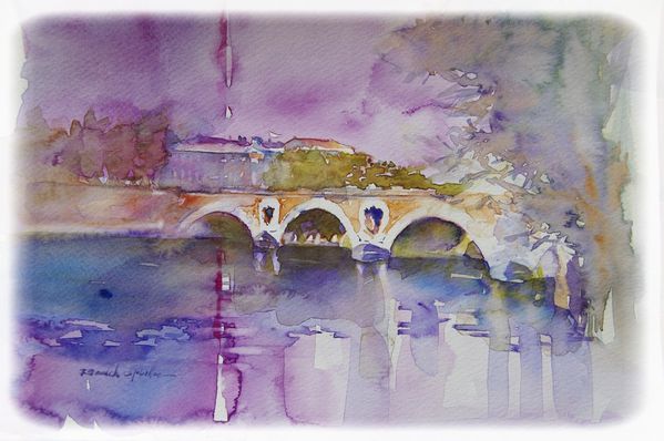 Aquarelle Toulouse Pont Neuf 17 x 24 cm