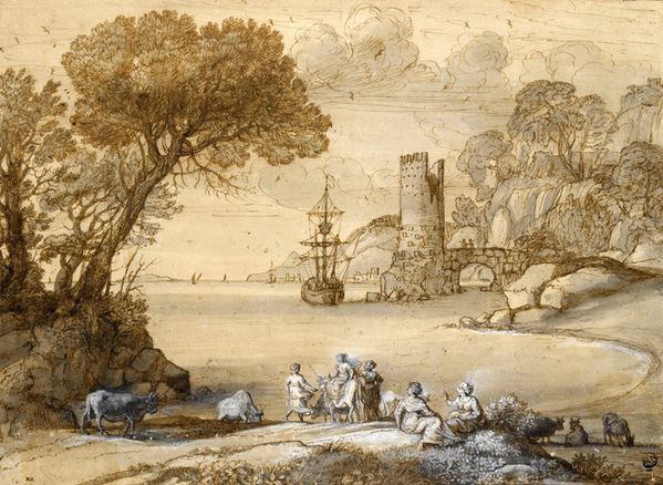 le lorrain-l'enlèvement d'europe-1647-lavis-louvre
