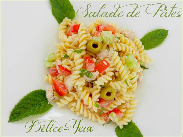 Salade de pâte, thon tomates menthe
