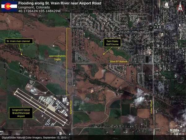 Digital Globe - Longmont - Airport - Inondations Colorado -