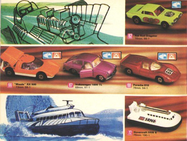 catalogue matchbox 1972-1973 p28 mazda rx500 hovercraft