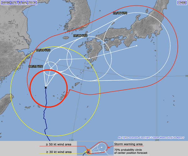 JMA - Typhoon Neoguri - position forecast - 08-07-2014 - 3