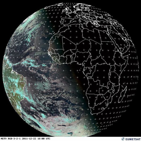 Meteosat 9 - Solstice hiver 2011 - 22-12-2011 - 18h00