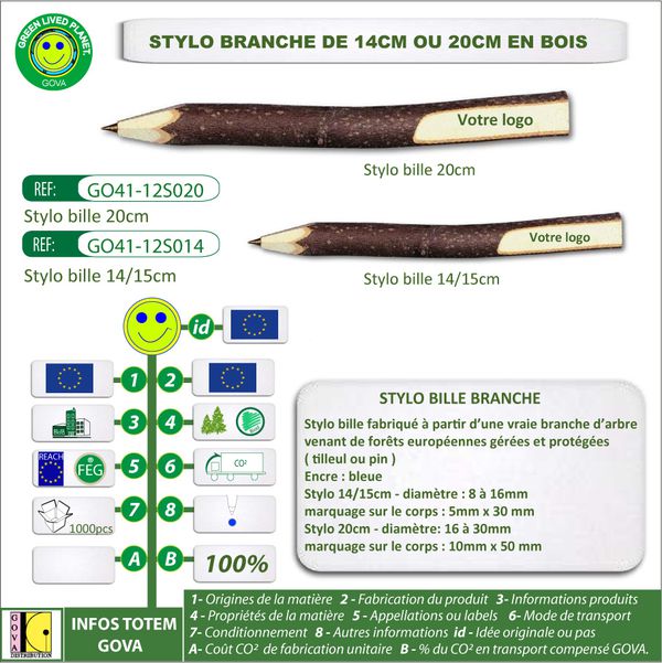 Stylo bille en branche d arbre ref GO41 12S014