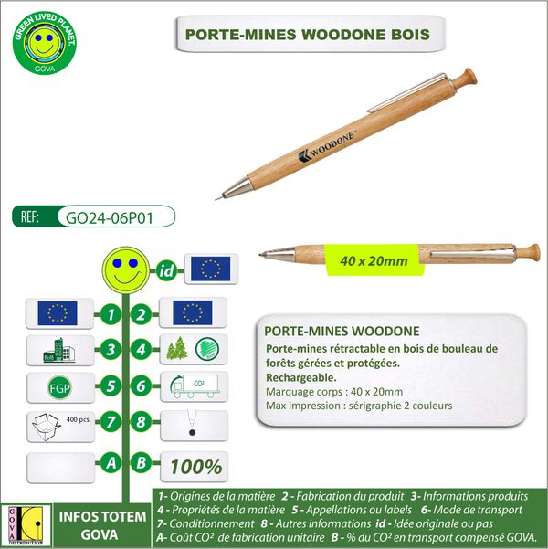 Porte Mines publicitaire WOODONE GO24 06P01