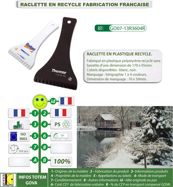 Raclette a neige publicitaire en plastique recycle fabricat