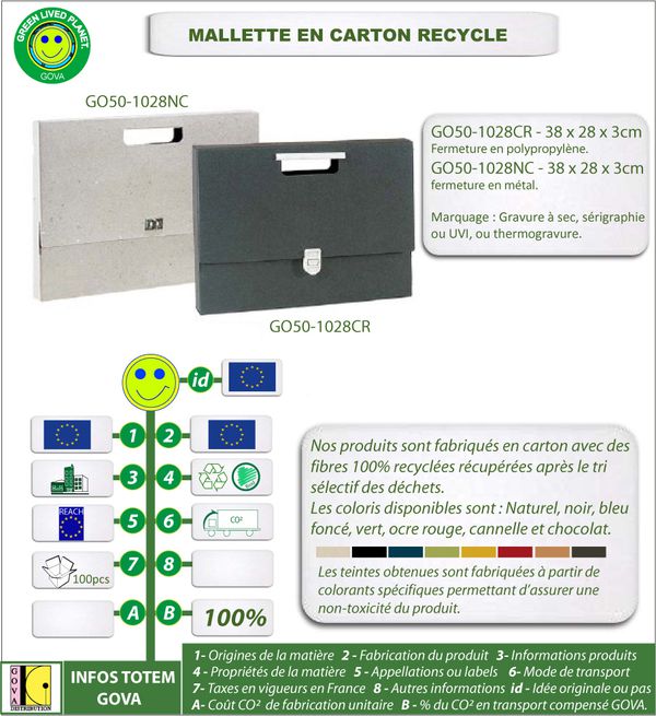 Porte-documents en carton recycle ref GO50 1028CR 1028NC
